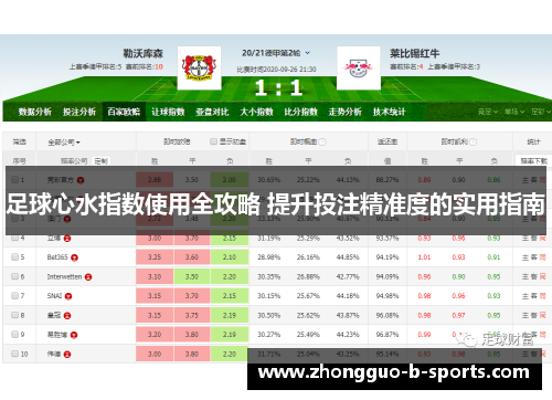 足球心水指数使用全攻略 提升投注精准度的实用指南